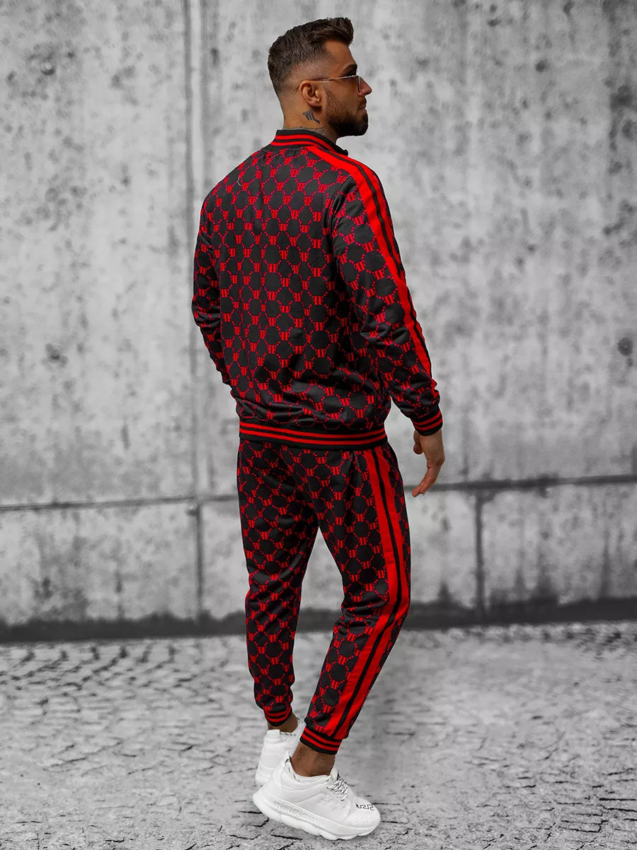 Melni sarkans vīriešu uzvalks Oran