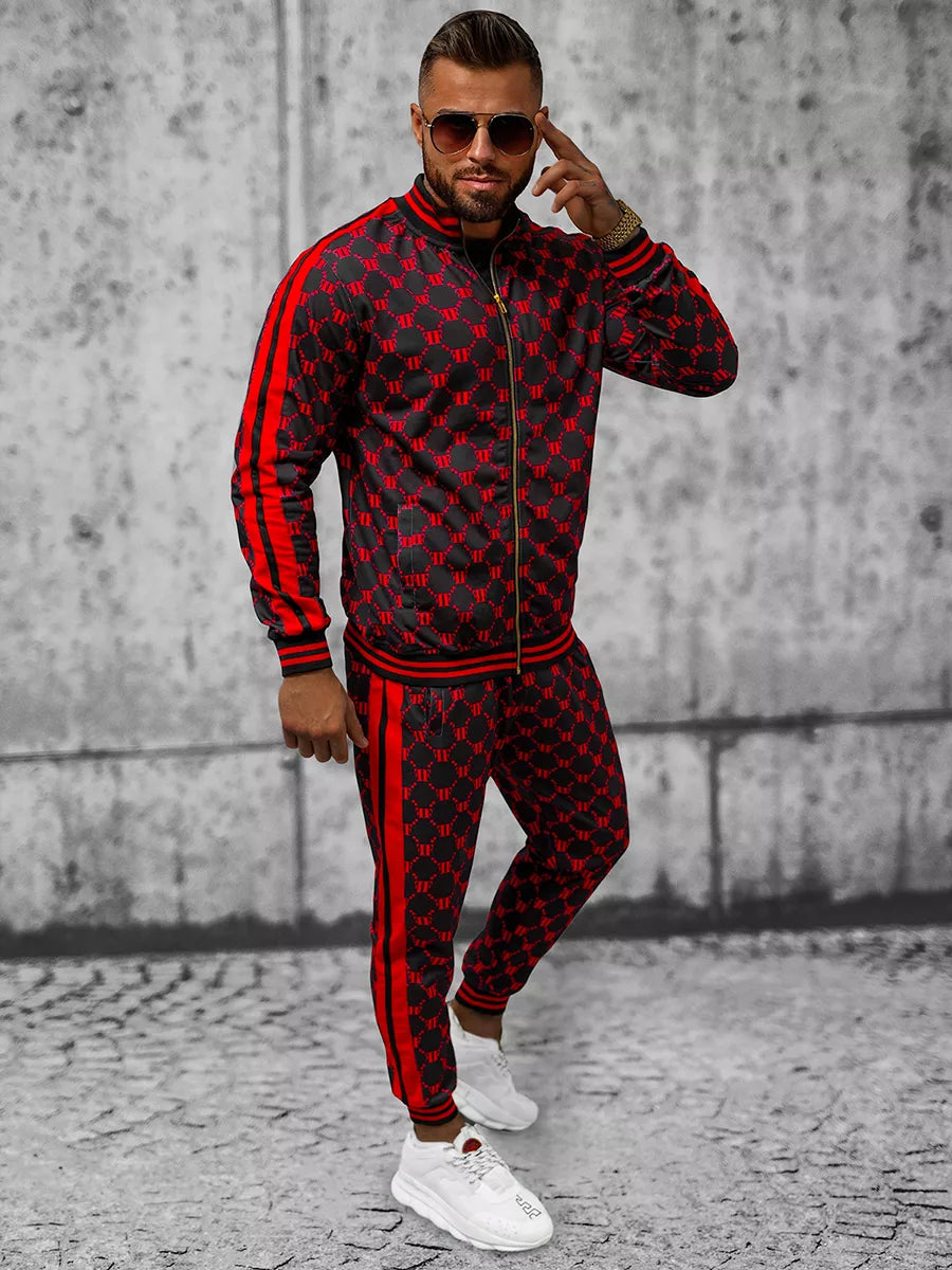 Melni sarkans vīriešu uzvalks Oran