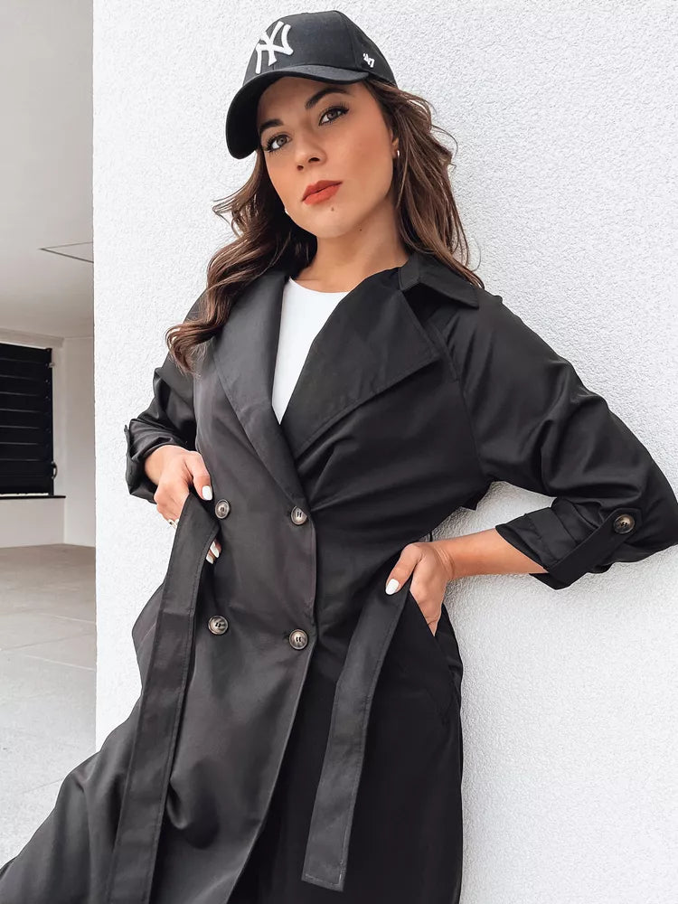 Melns sieviešu plānais mētelis Binc