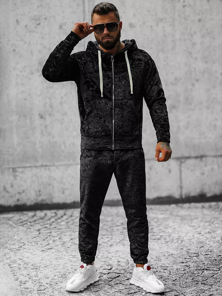 Melns velūra vīriešu komplekts Omilo.