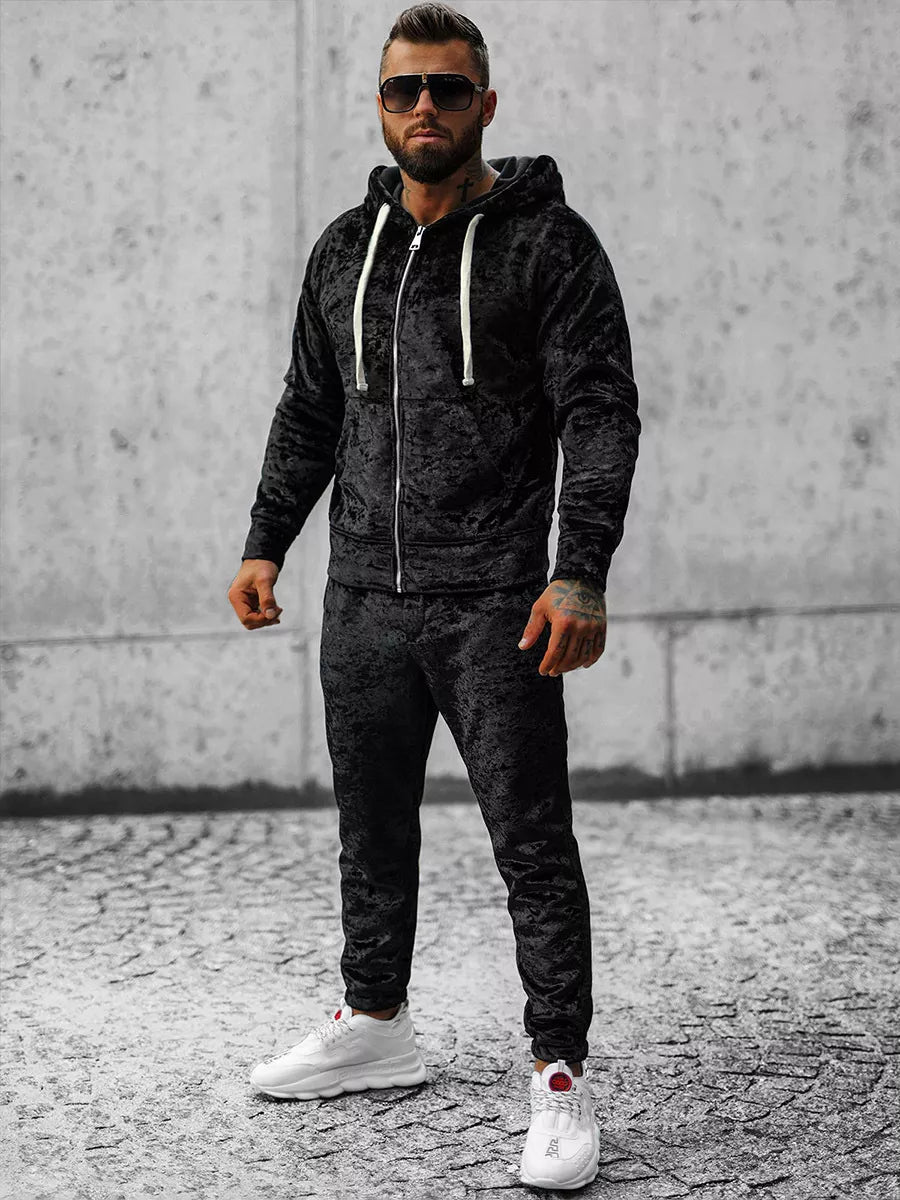 Melns velūra vīriešu komplekts Omilo.