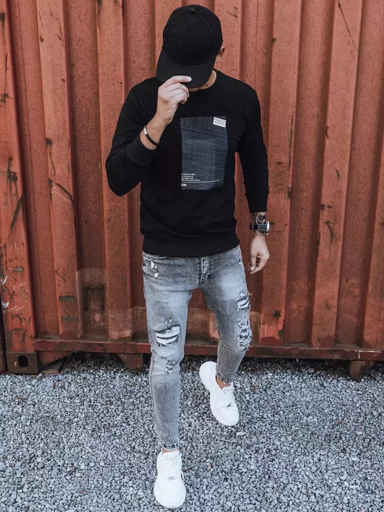 Melns vīriešu džemperis Sovel