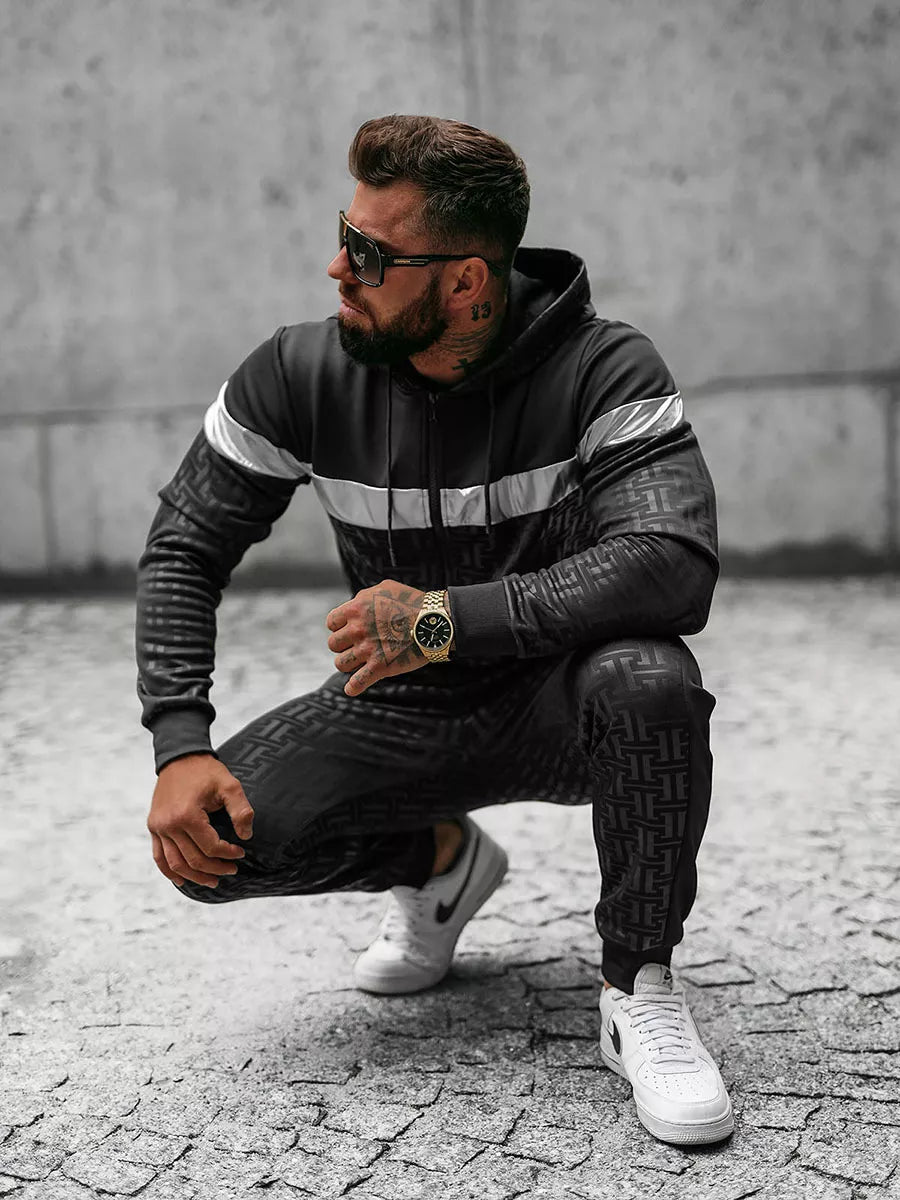 Melns vīriešu komplekts ar kapuci Elers