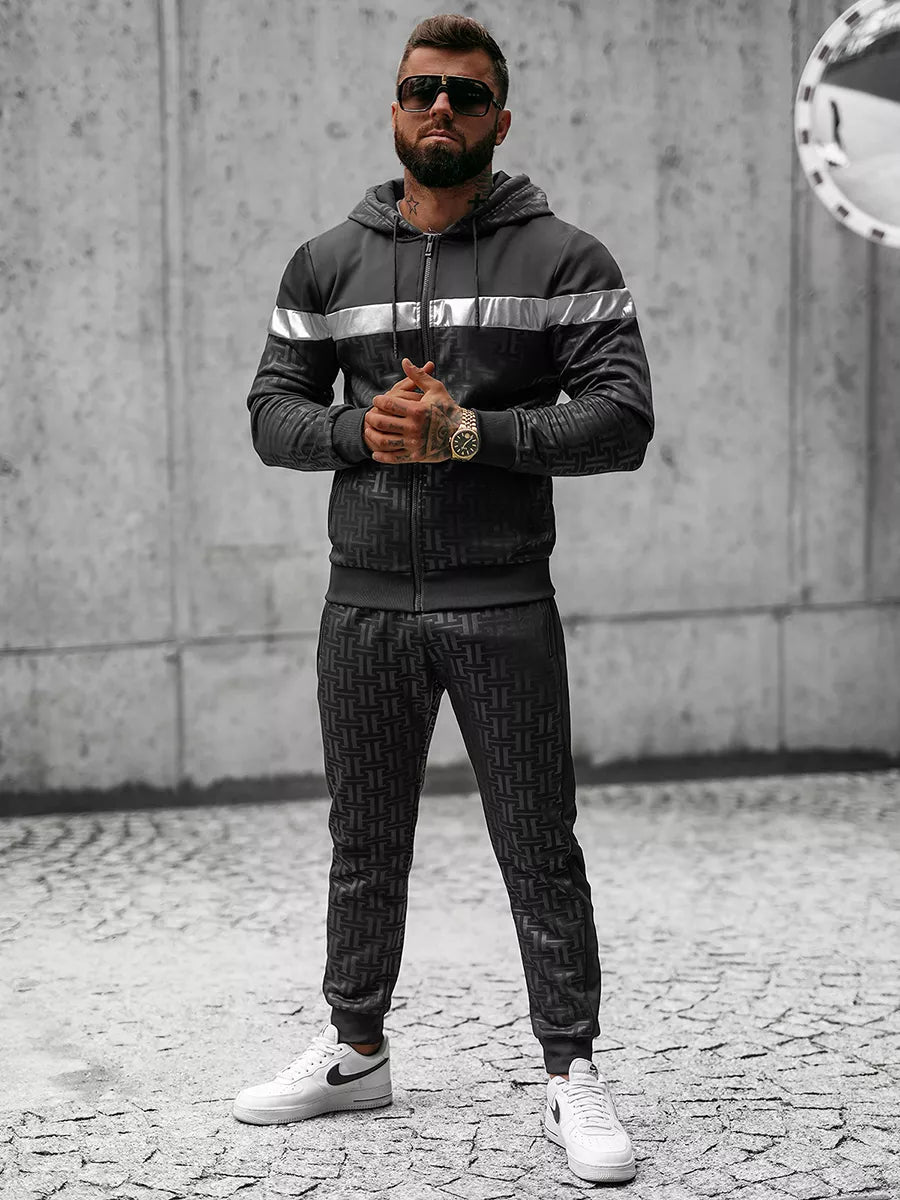 Melns vīriešu komplekts ar kapuci Elers