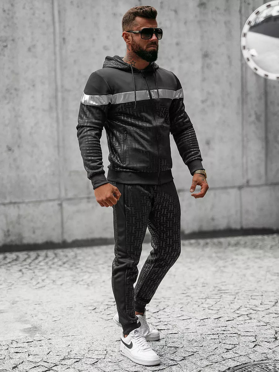 Melns vīriešu komplekts ar kapuci Elers