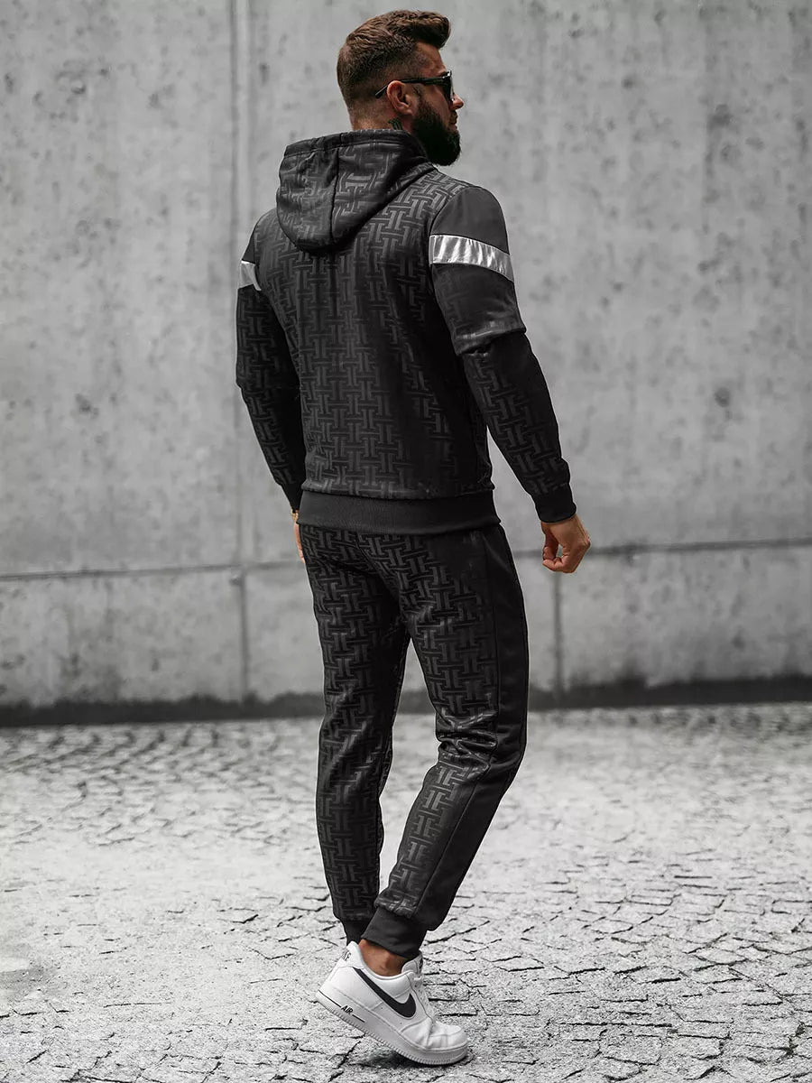 Melns vīriešu komplekts ar kapuci Elers