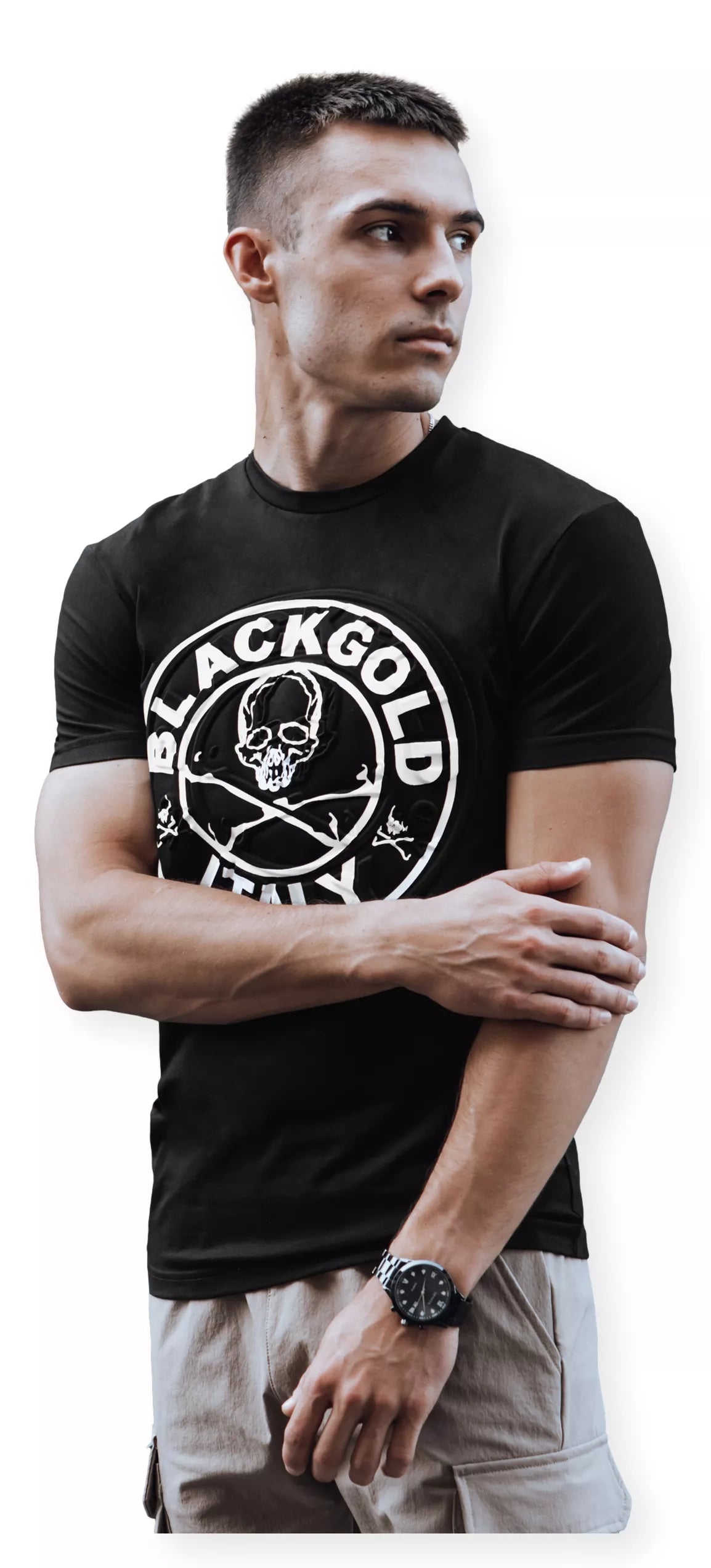 Melns vīriešu T-krekls ar apdruku Blackgold