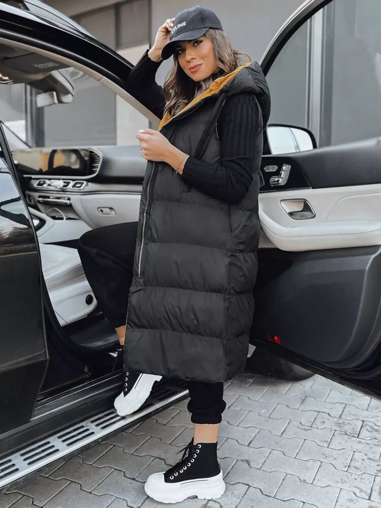 Gara melna veste ar brūnu oderi Neki