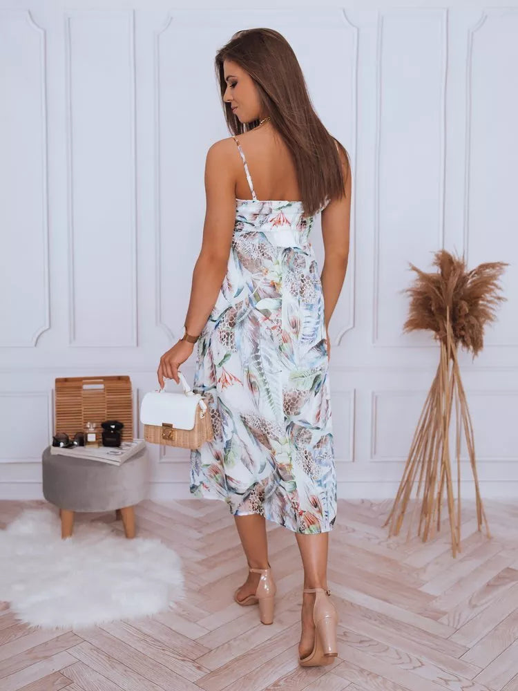 Balta sieviešu kleita ar ziediem "Mārītes" 