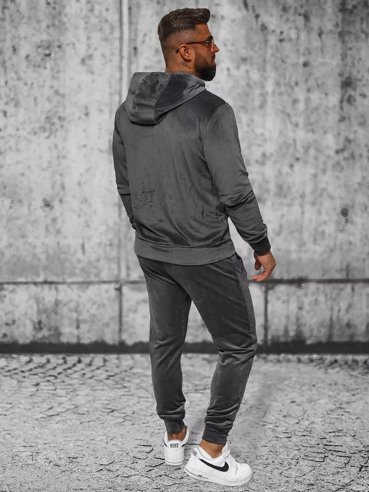 Pelēks vīriešu velūra komplekts Style