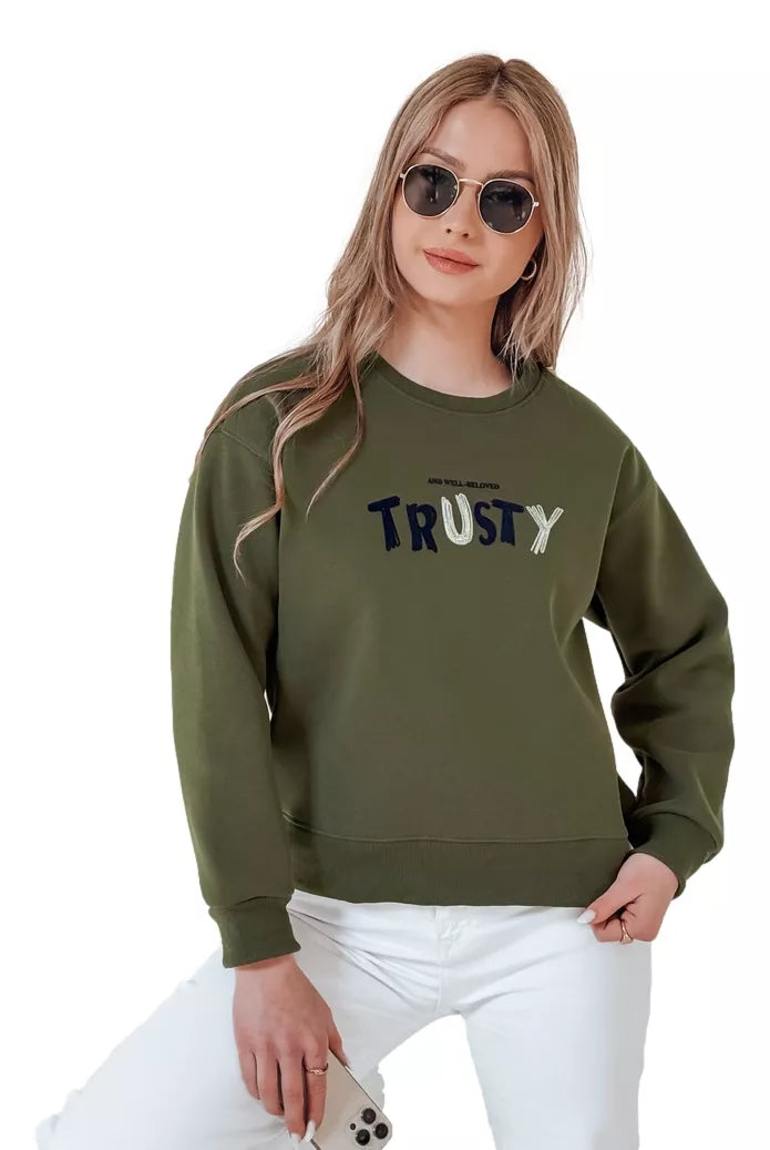 Sieviešu haki krāsas džemperis Trusty