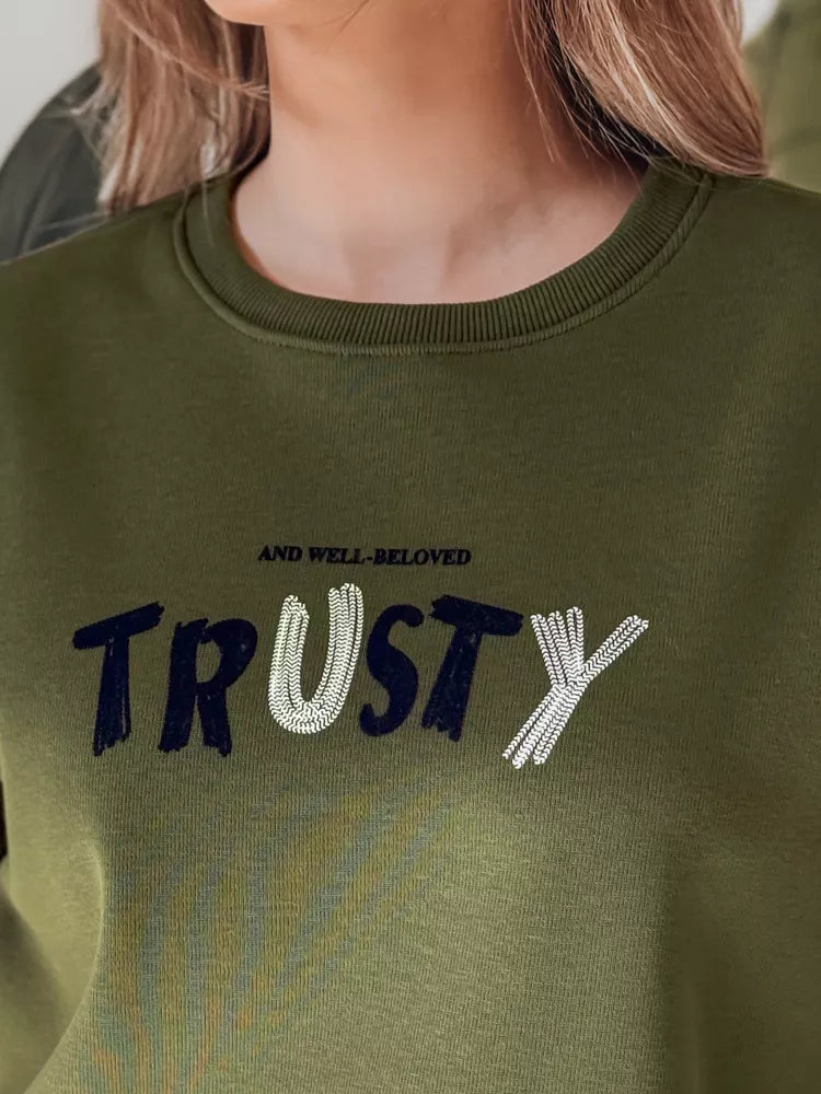 Sieviešu haki krāsas džemperis Trusty