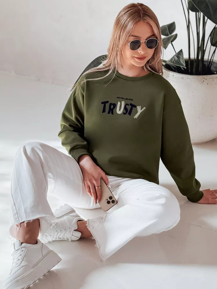 Sieviešu haki krāsas džemperis Trusty