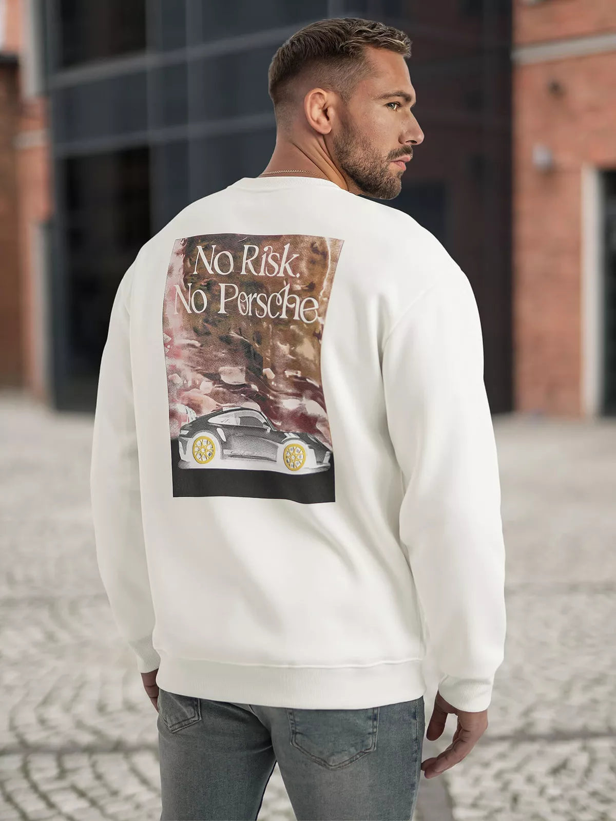 Vīriešu balts kapučjakas krekls Risk