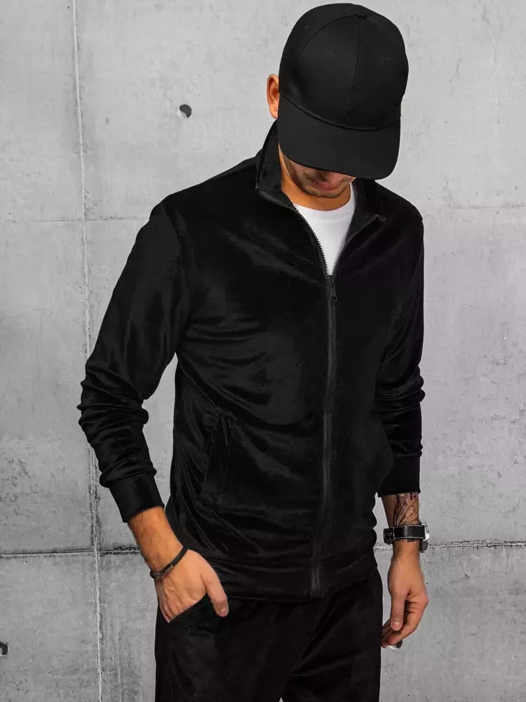 Vīriešu melns velūra džemperis Onil