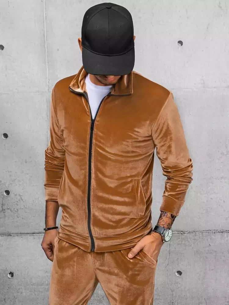 Vīriešu brūns velūra džemperis Onil