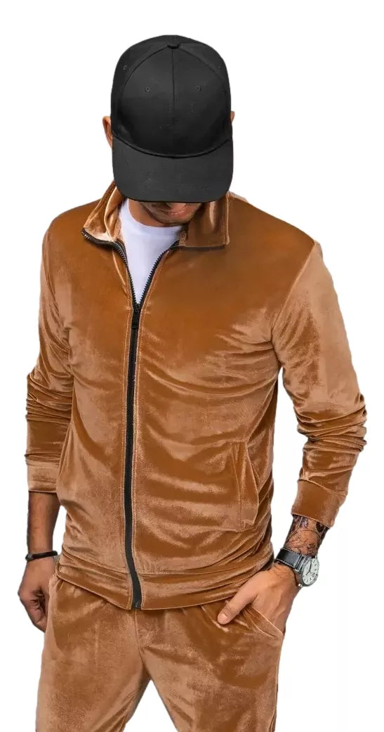 Vīriešu brūns velūra džemperis Onil