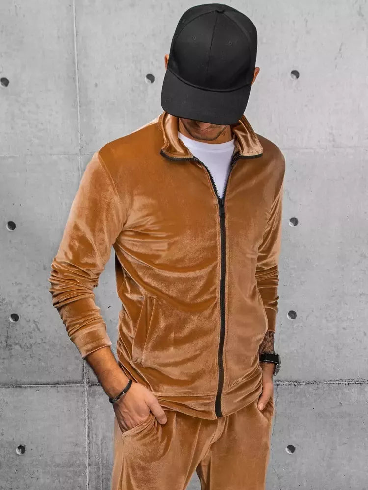 Vīriešu brūns velūra džemperis Onil