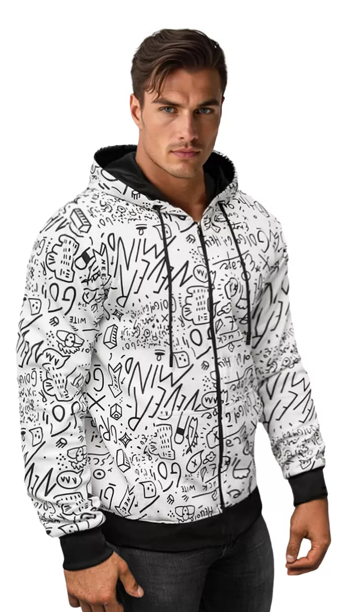 Balts kapučjakas džemperis Mind