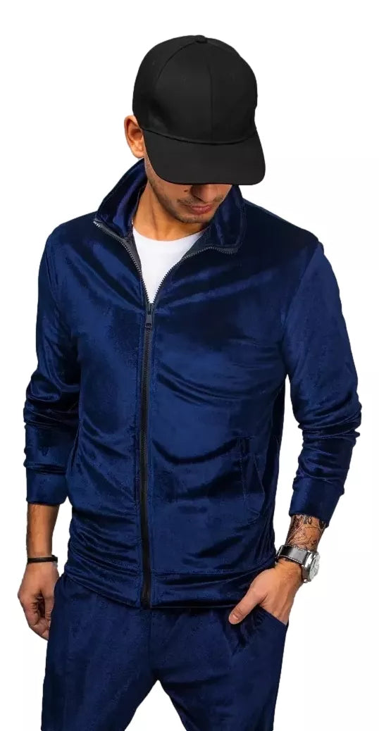 Vīriešu tumši zils velūra džemperis Onil