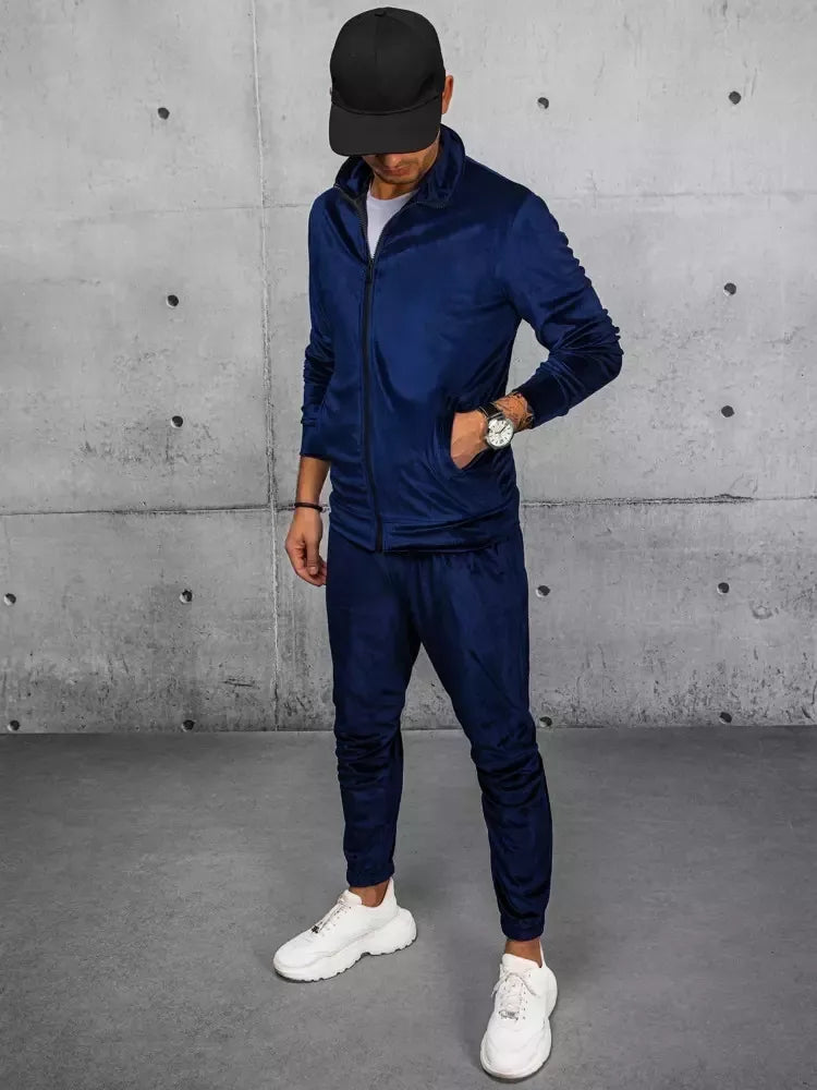 Vīriešu tumši zils velūra džemperis Onil