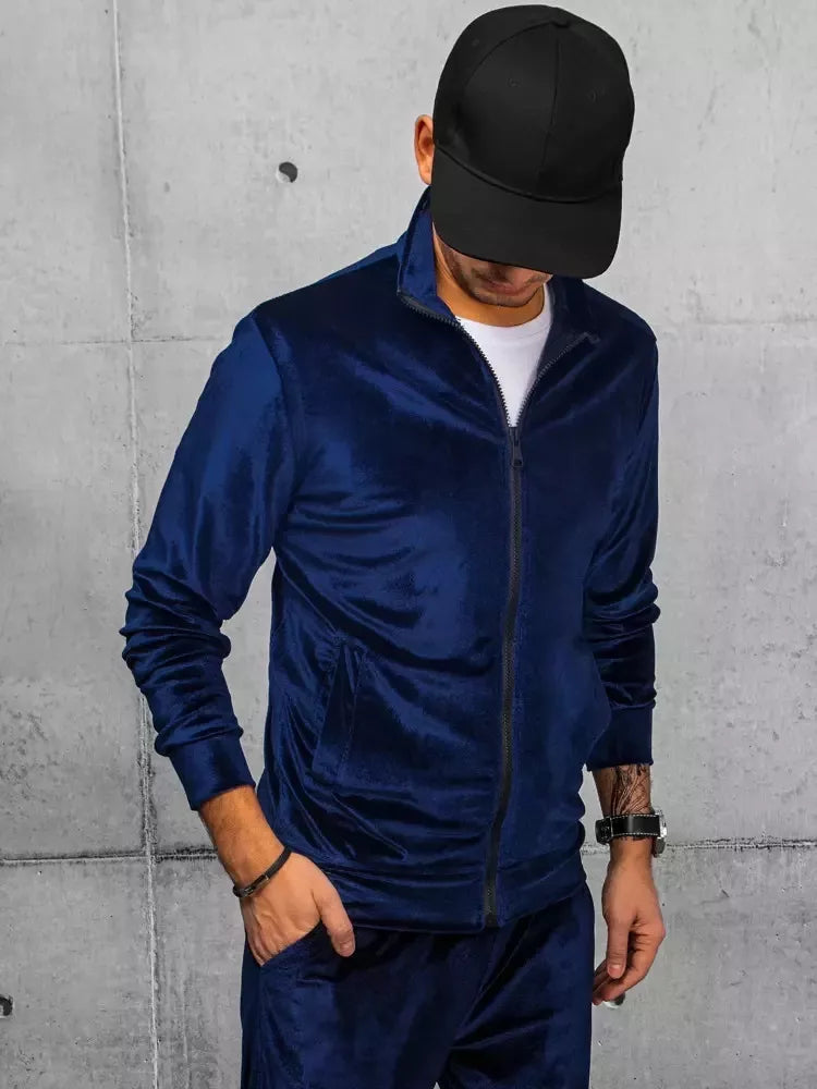 Vīriešu tumši zils velūra džemperis Onil