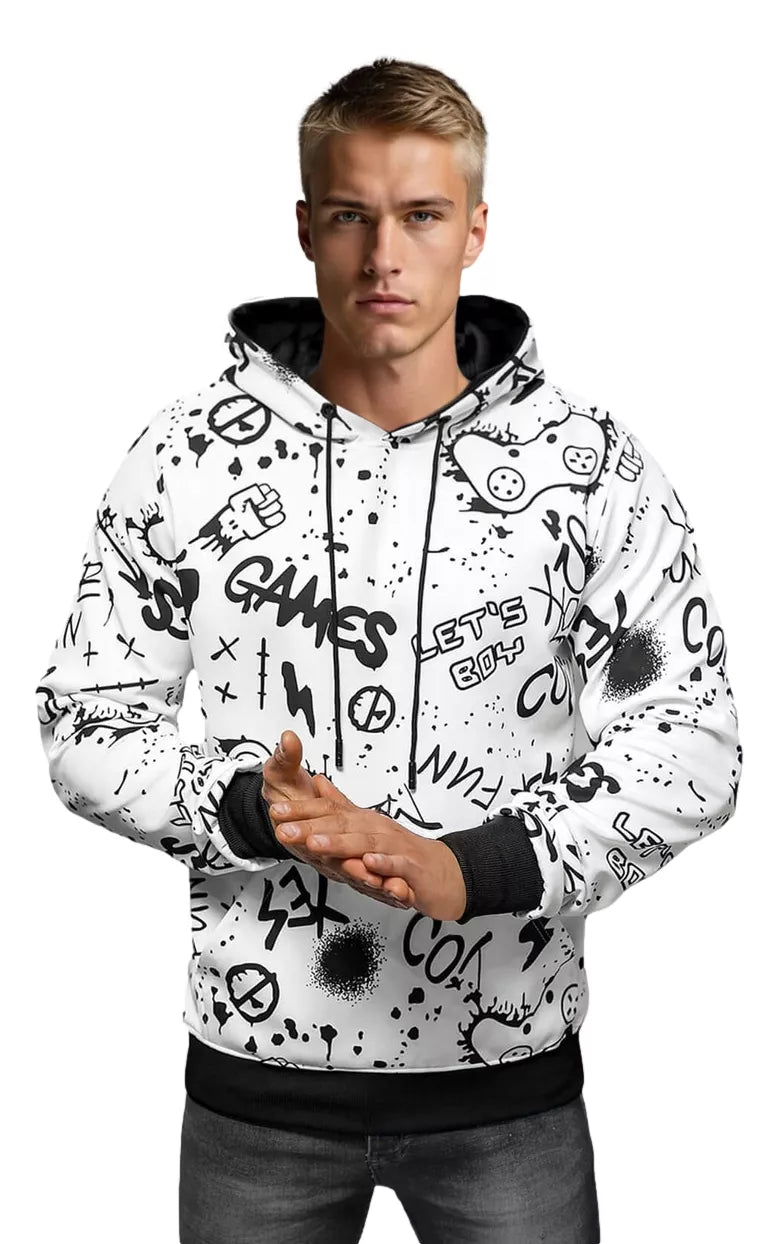 Vīriešu balts kapučjakas sporta krekls "Games"