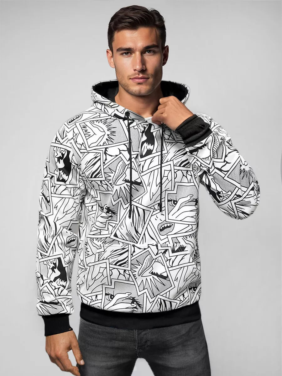 Vīriešu balts sporta krekls ar kapuci Trum