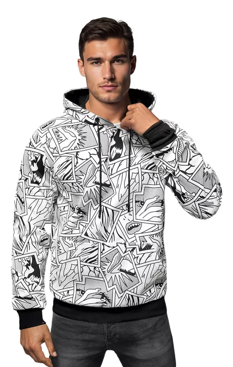 Vīriešu balts sporta krekls ar kapuci Trum