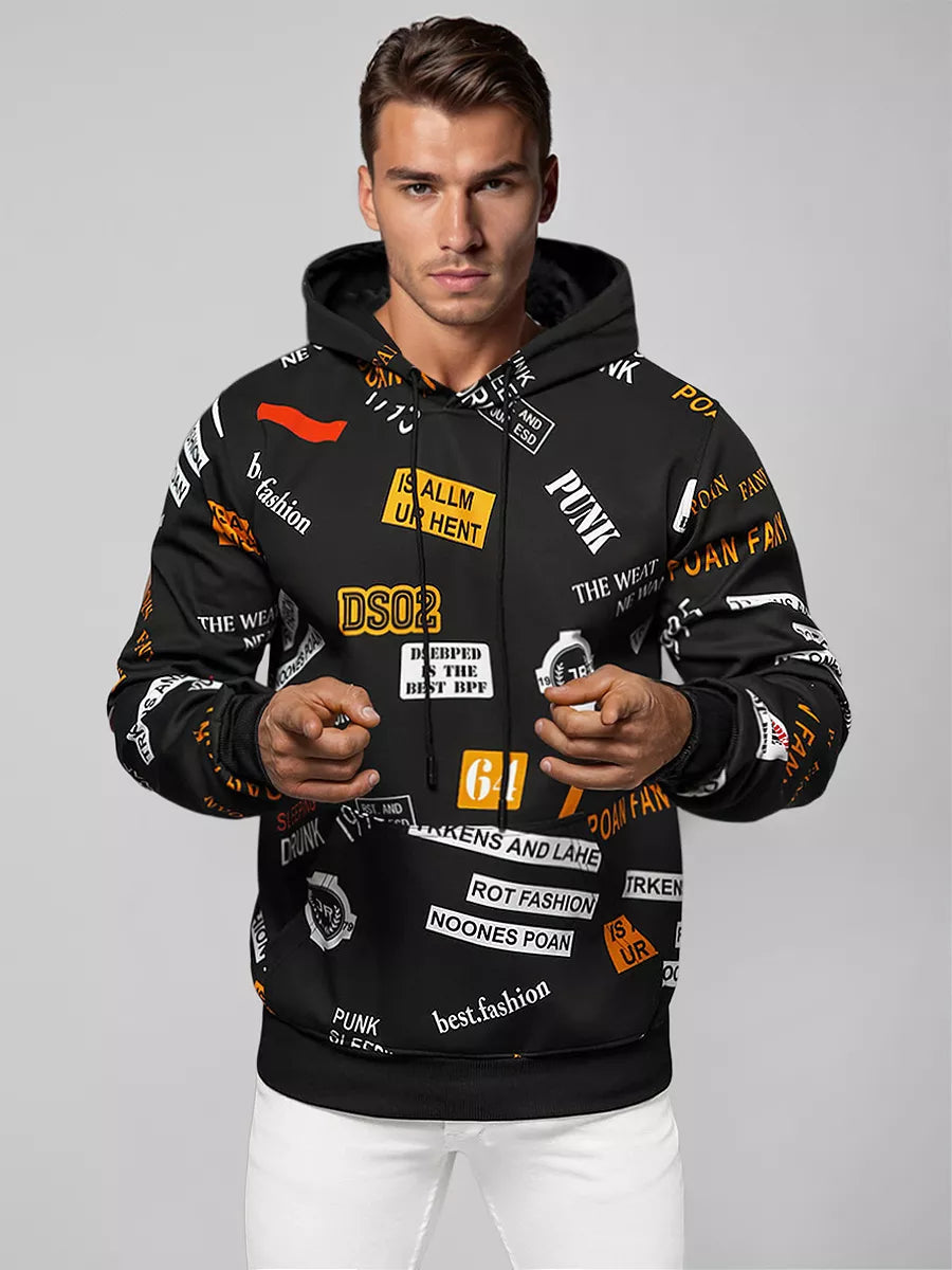 Vīriešu melns kapučjakas krekls Rot Fashion