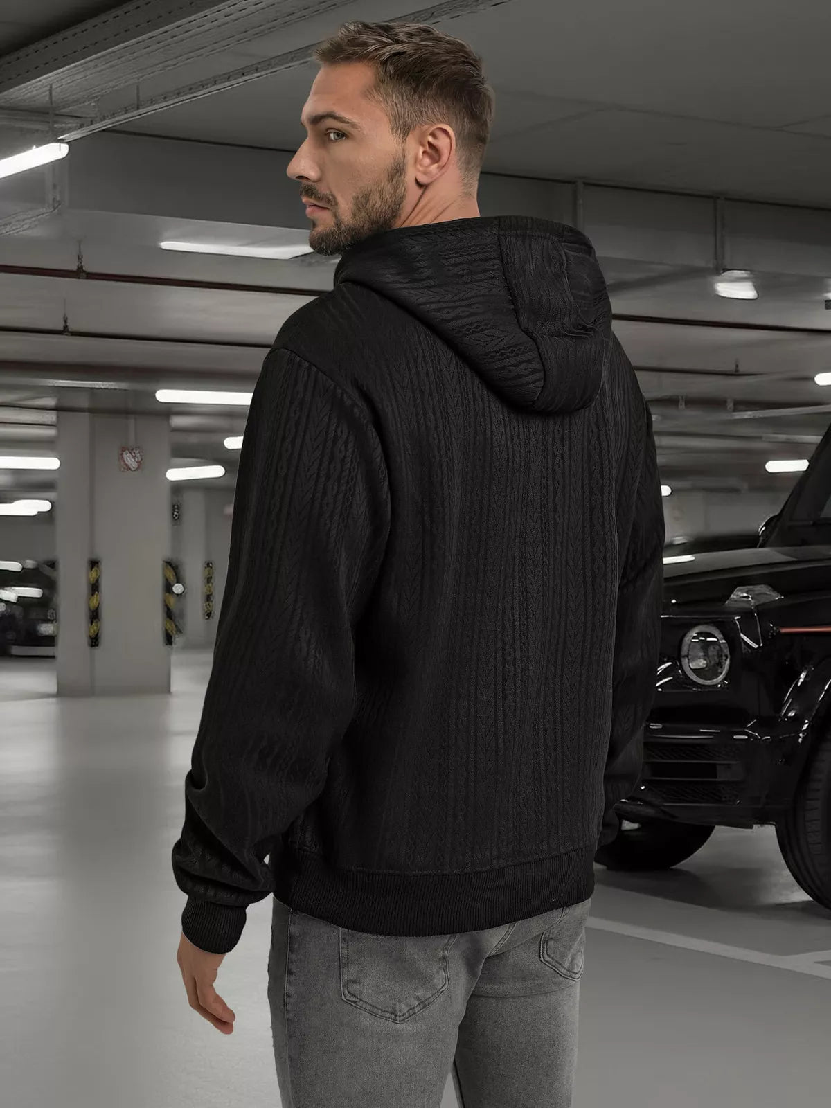 Vīriešu melns kapučjakas krekls Race