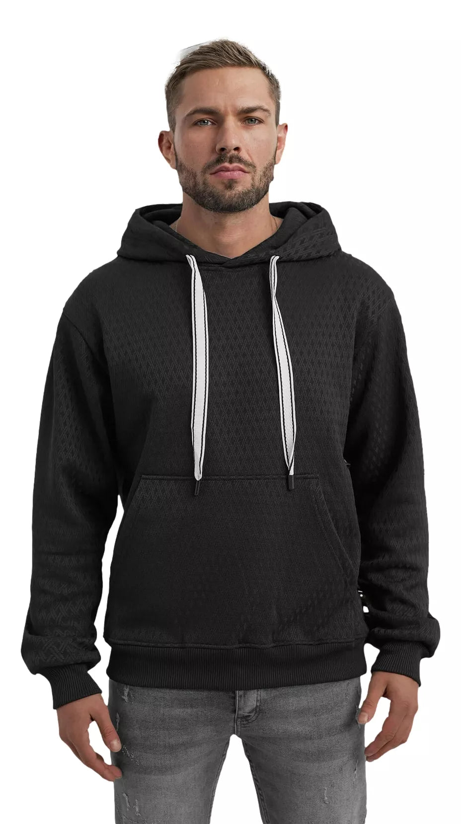 Vīriešu melns Carla kapučjakas krekls