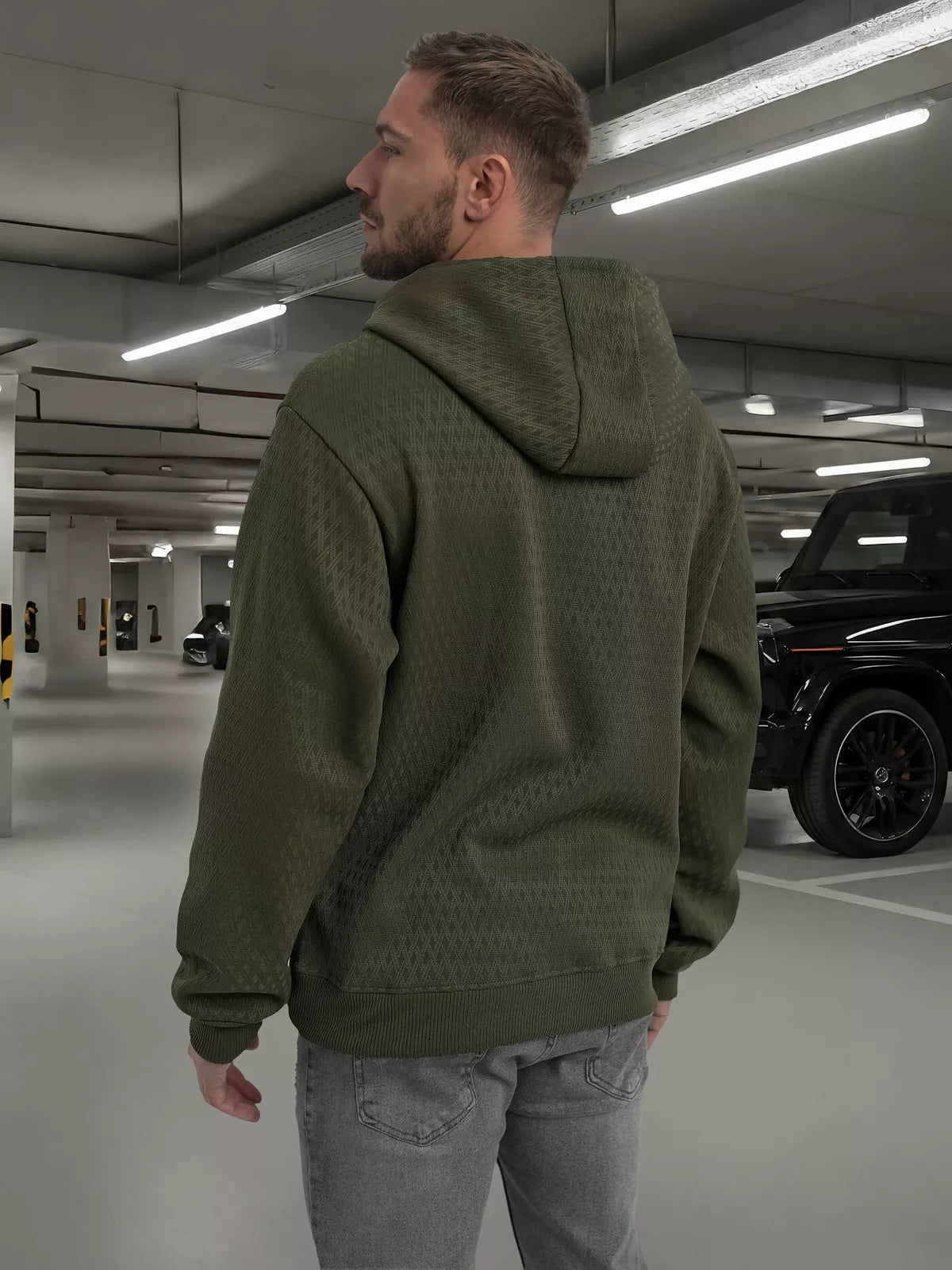 Vīriešu haki krāsas kapučjakas Carla