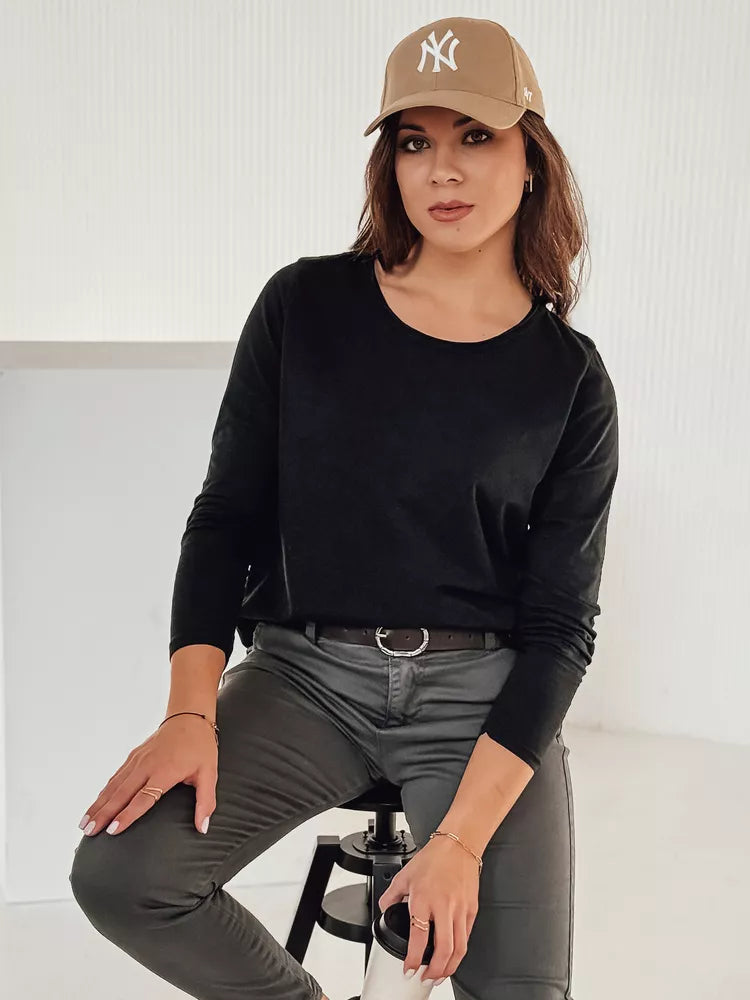 Sieviešu melna blūze ar kulonu Minimoda