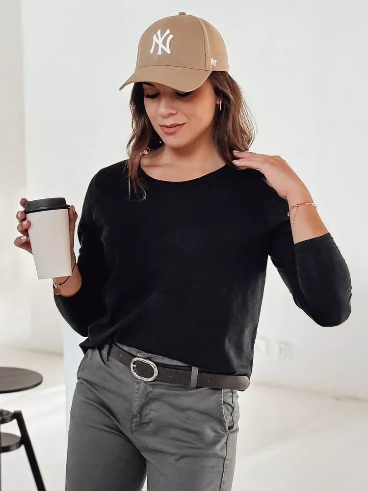 Sieviešu melna blūze ar kulonu Minimoda