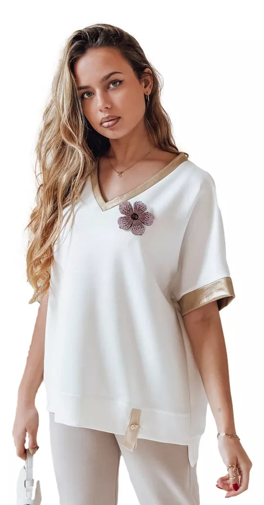 Sieviešu liela izmēra balts T-krekls Shine