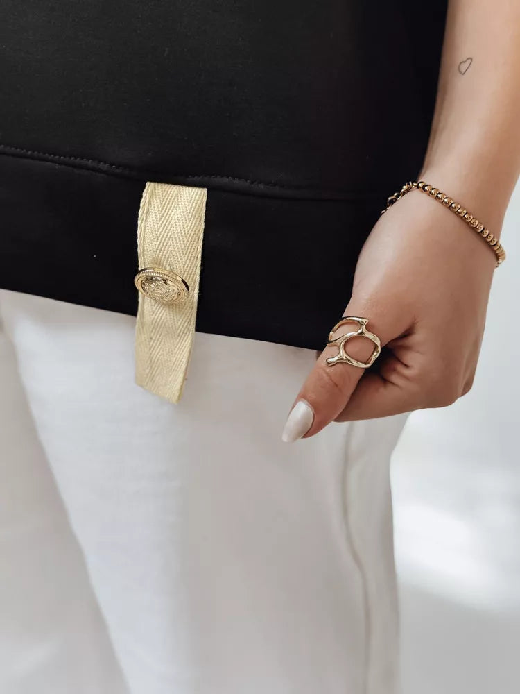 Sieviešu liela izmēra melns T-krekls Shine