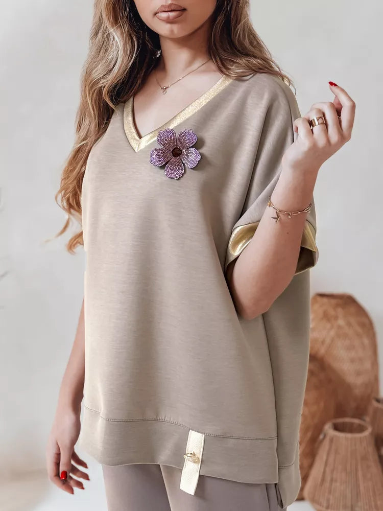 Sieviešu liela izmēra brūns T-krekls Shine