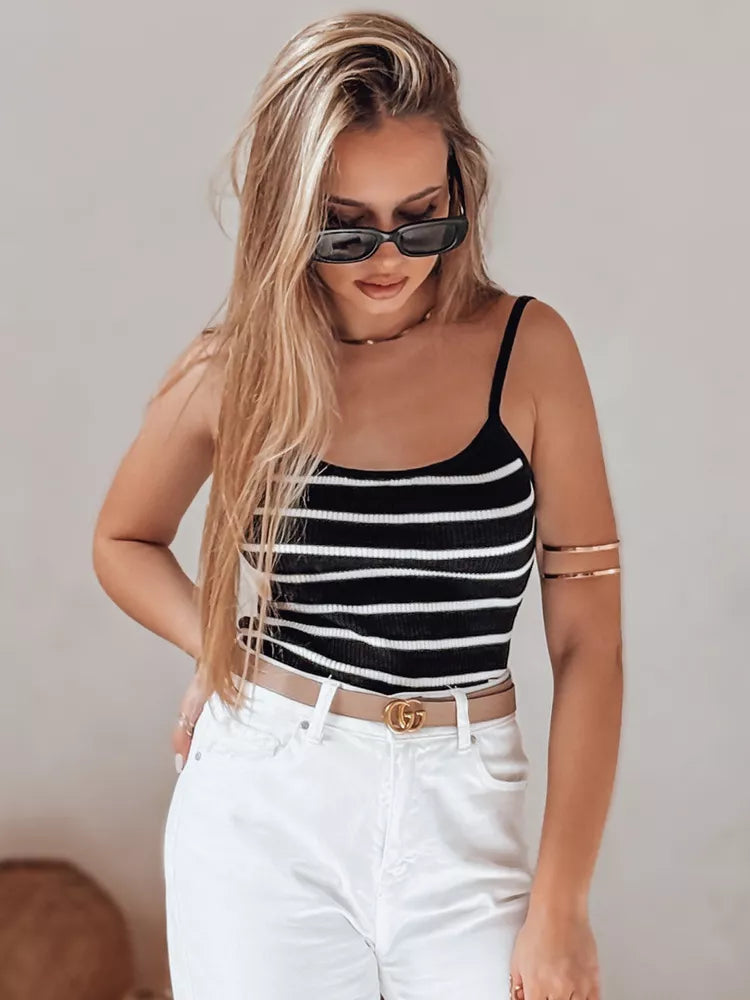 Sieviešu melns svītrains krūšturis Strip