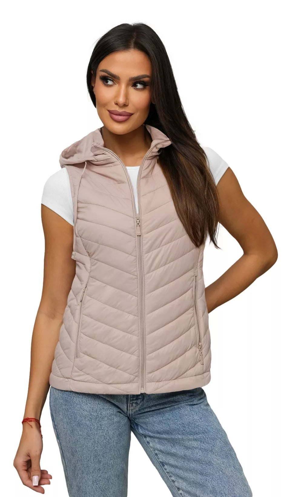 Sieviešu brūna veste ar kapuci Percy