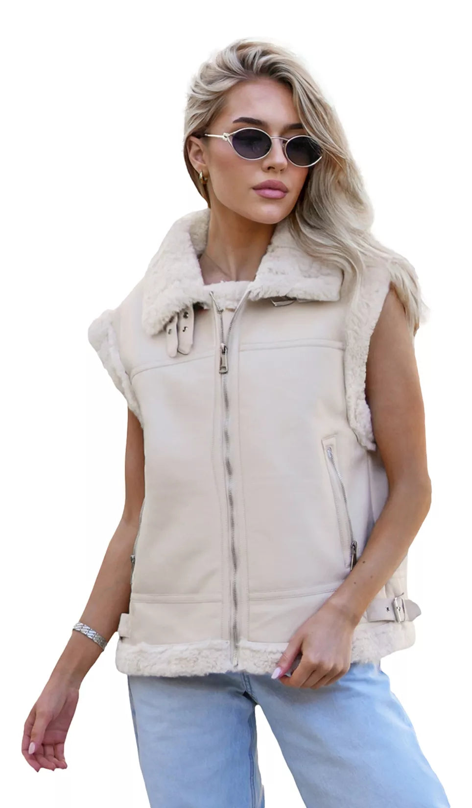 Sieviešu brūna ādas veste Sara