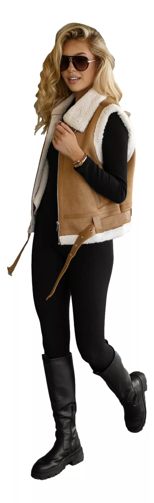 Sieviešu brūna ādas veste Pixel