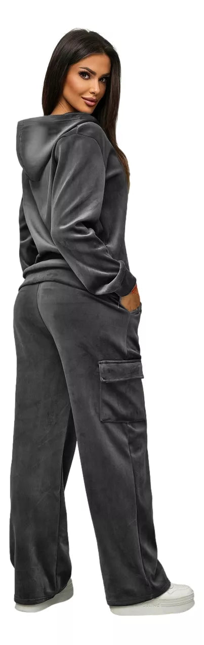 Sieviešu tumši pelēks velūra komplekts Alin.