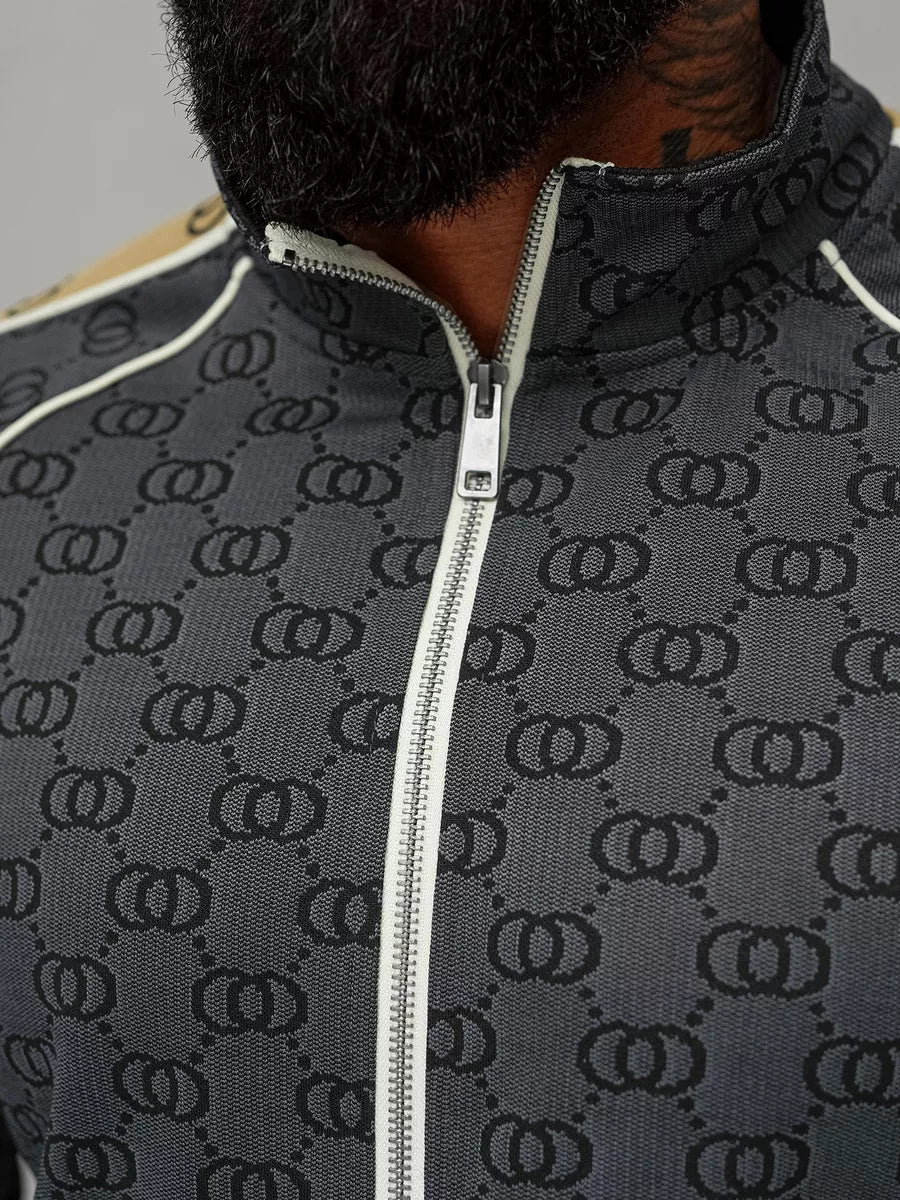 Vīriešu melns sporta tērps, dizains.