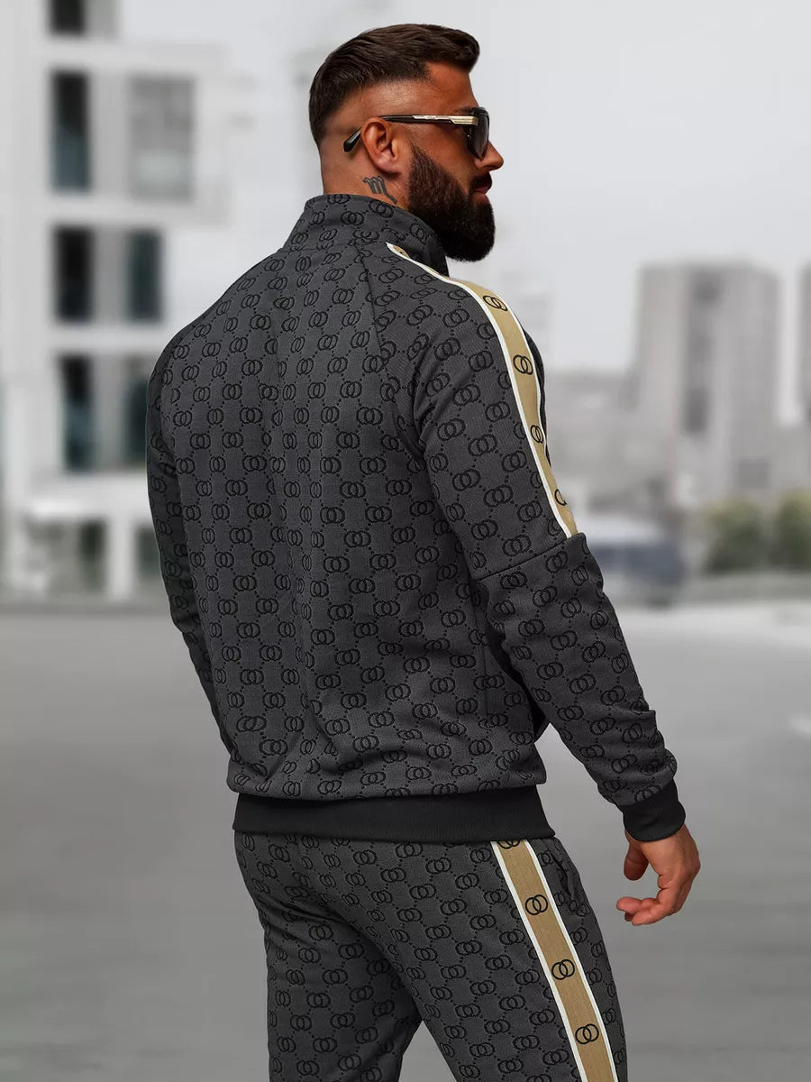 Vīriešu melns sporta tērps, dizains.