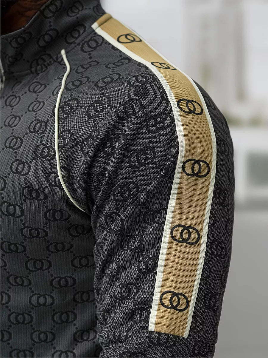 Vīriešu melns sporta tērps, dizains.