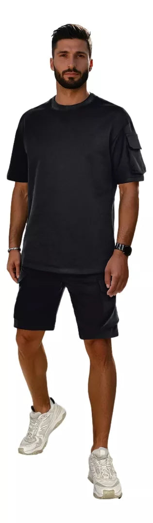 Vīriešu melns sporta komplekts Track