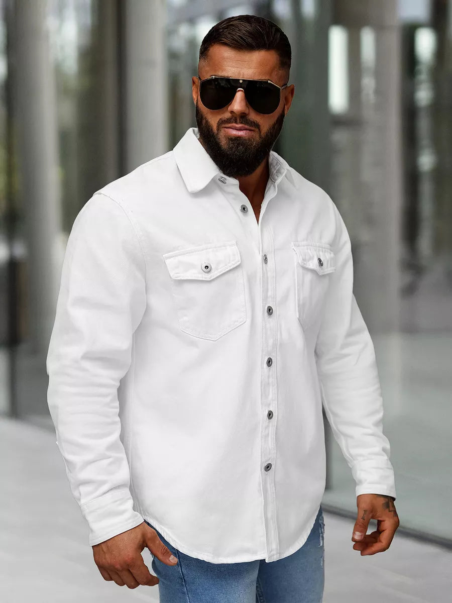 Vīriešu balts džinsa krekls Tol