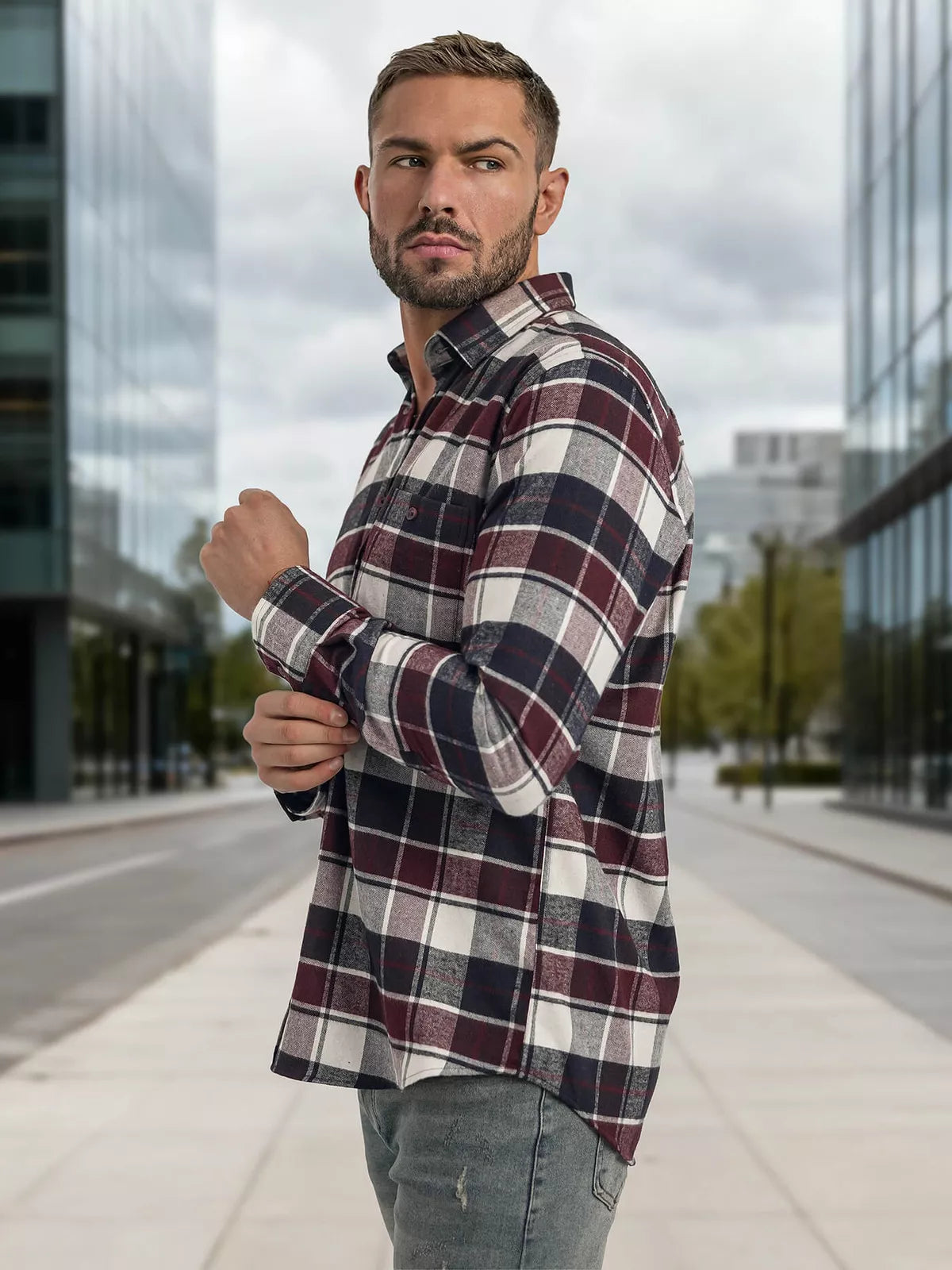 Vīriešu bordo rūtainais krekls Marino