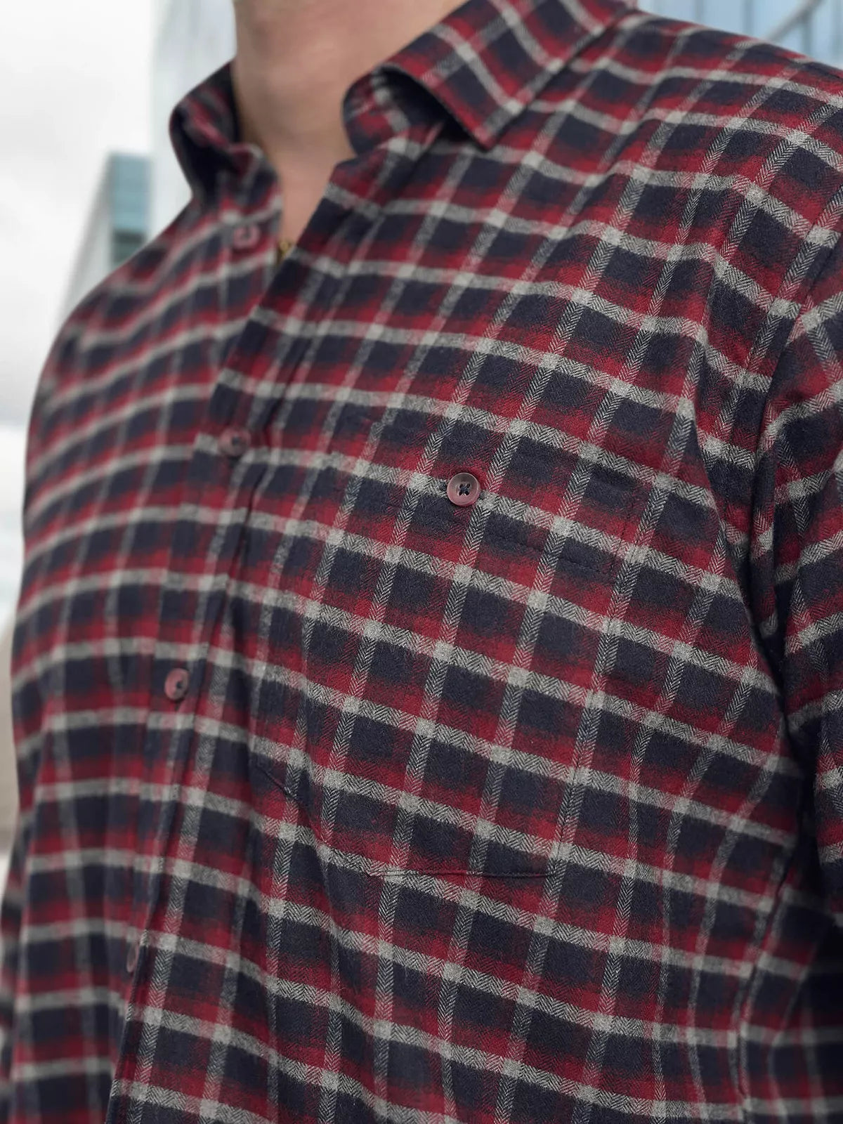 Vīriešu tumši zils-bordo rūtainais krekls Marino